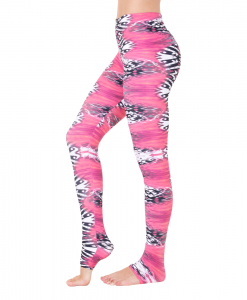 Wide Waistband Patterned Yoga Legging Pink in Flames