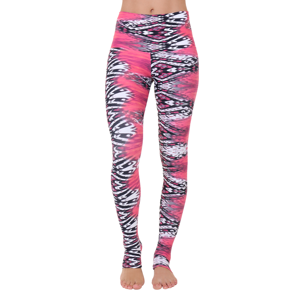 Wide Waistband Patterned Yoga Legging Pink in Flames